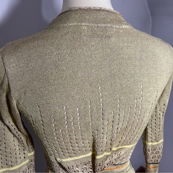 Vintage Cardigan Knit Sweater Poetcore Cottage Crochet Floral Neutral Cream - Picture 11 of 11